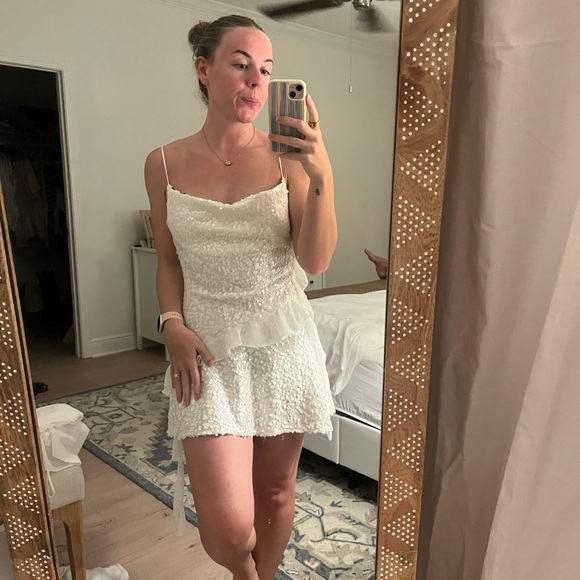 White Sequin Mini Dress- NEW - Picture 1 of 2